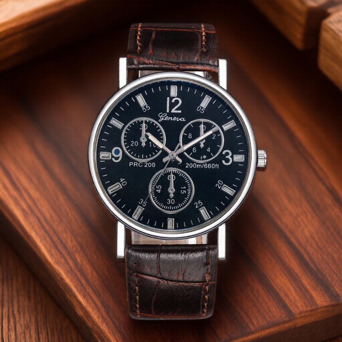 

Men Quartz Leather Strap Watch Fashion Business Casual Sports Wristwatch for Men Stylish Timepiece for Daily Wear черный коричневый