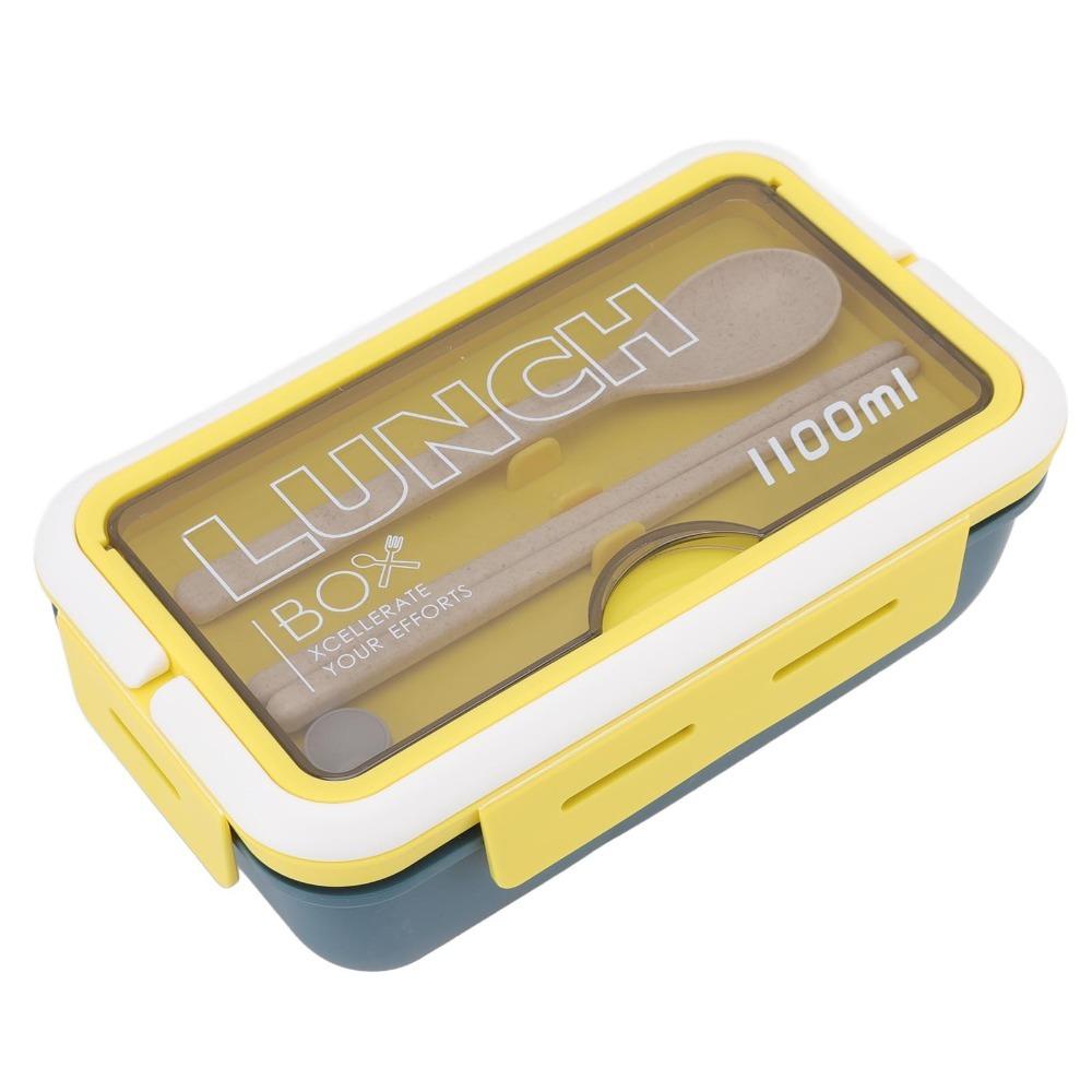 2PCS 1.1L Insulated Lunch Box 2 Compartment Bento Lunch Box Leakproof Lunch Box  For Camping