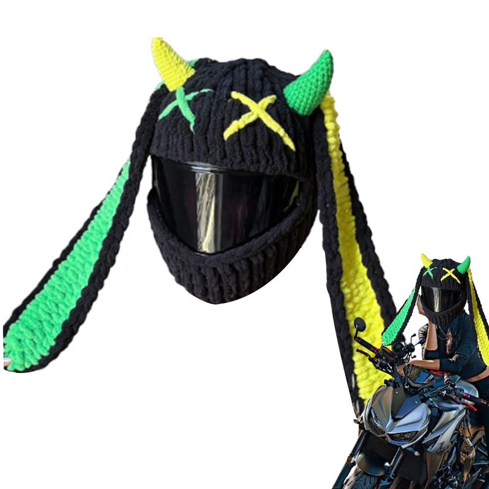 Husă pentru căști de motocicletă, cu desene animate drăguțe, pentru căști de motocicletă, pălărie tricotată manual, croșetat, husă de protecție, accesorii pentru căști