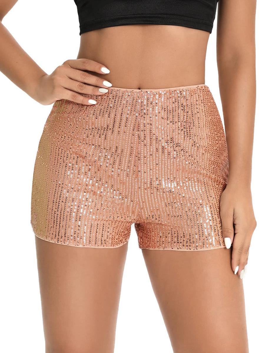 

Женские летние шорты с пайетками, блестящие прямые шорты со средней талией и эластичной резинкой, блестящие шорты для вечеринок и клубов, уличная одежда XL