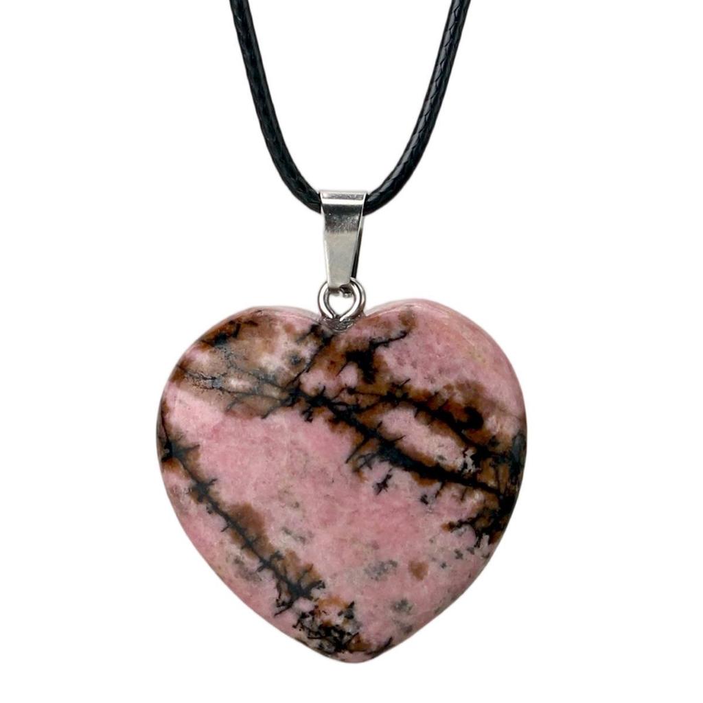 Valentine's Day Pink Crystal Heart Leather Necklace for Women - Fashionable Agate Cross-Border Jewelry.