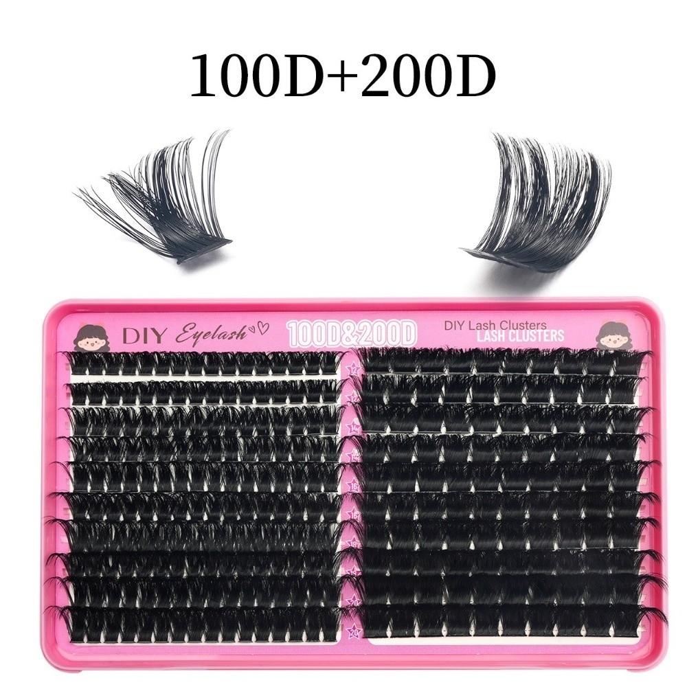 100D+200D Density False Eyelashes High Simulation Fluffy Eyelash Extension for Women