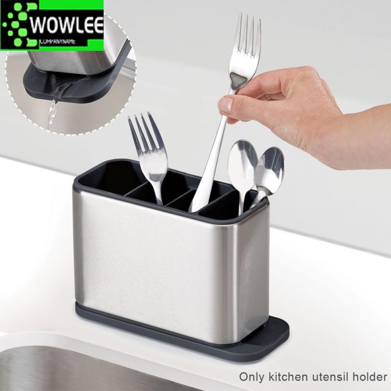 Kitchen Cutlery Organizer Knife Stand Plastic Drain Storage Holder Spoon Fork Chopstick Kitchenware Cooking Tool Tray Shelf Box