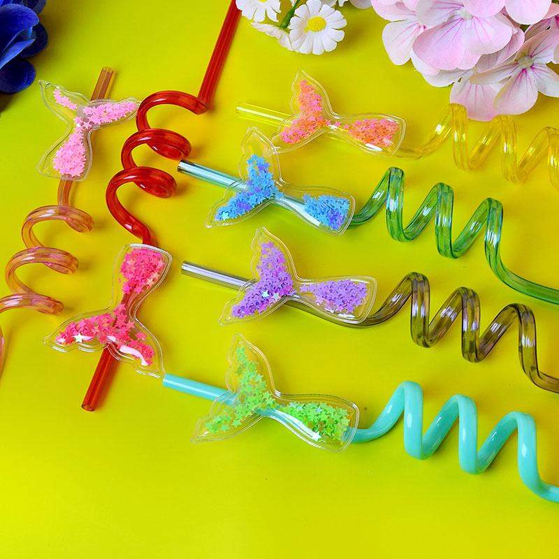 Colorful Fishtail Spiral Straw Party Decoration (PET Material)