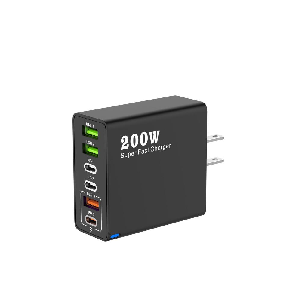 200W USB Multi-Port PD25W Fast Charger for Mobile Devices