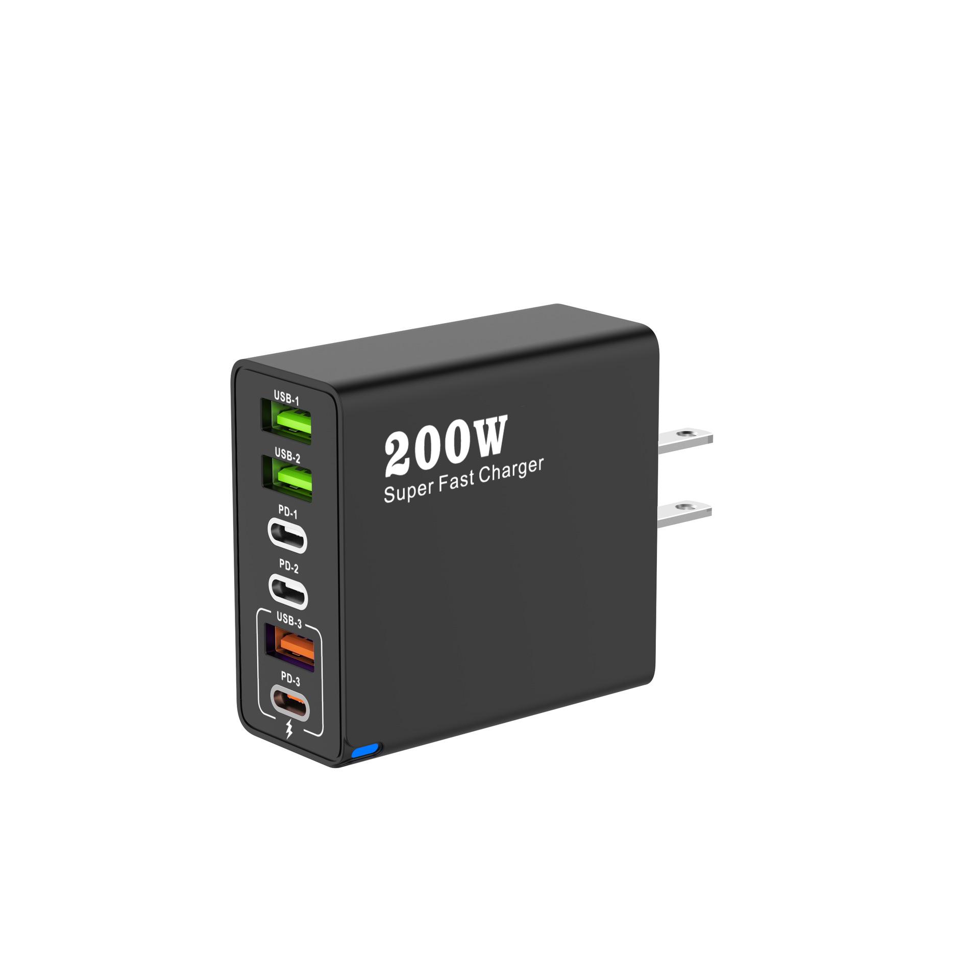 

Многопортовое USB мобильное зарядное устройство 200 Вт с быстрой зарядкой PD25W Bare Machine [Matte Bag]