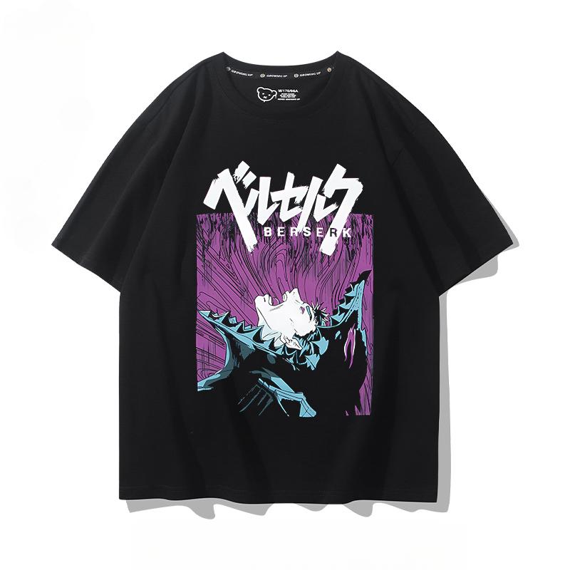 Berserk anime potisk osobnosti letní pánské 100% bavlna krátký rukáv venkovní ležérní pohodlné streetwear