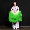 10cm Half Circle Silk Veil Chinese Short Bellydance Fan 31cm Bamboo Hand Dye Adults Fan  Kid Women
