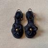Thick-soled Fairy Style Sandals Women's 2025 New Summer French Retro Style Flower Round Head Open-toed Roman Sandals