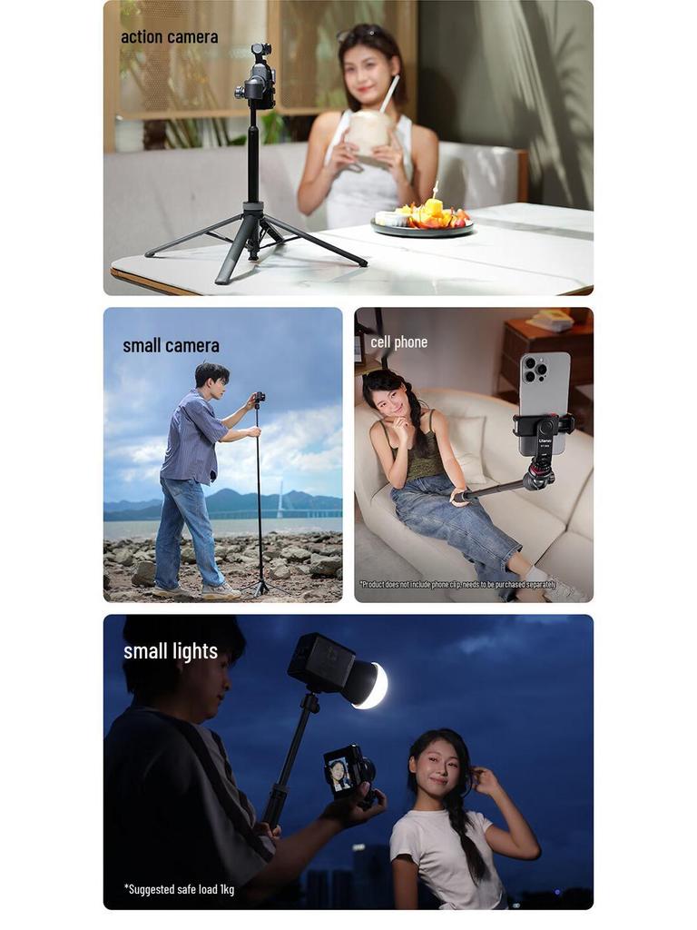 Ulanzi TT24 Floor-Standing Pop-Up Selfie Stick Tripod Quick-Release Plate for Camera, Mirrorless Camera, and Gimbal.