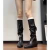 British style but knee boots children's boots 2025 new versatile thick heel pleated pile boots fashion knight boots