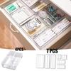 Versatile 7/14-Piece Drawer Organizer Set - Clear Plastic Dividers And Trays In 4 Sizes For Perfect Makeup And Kitchen  Storage