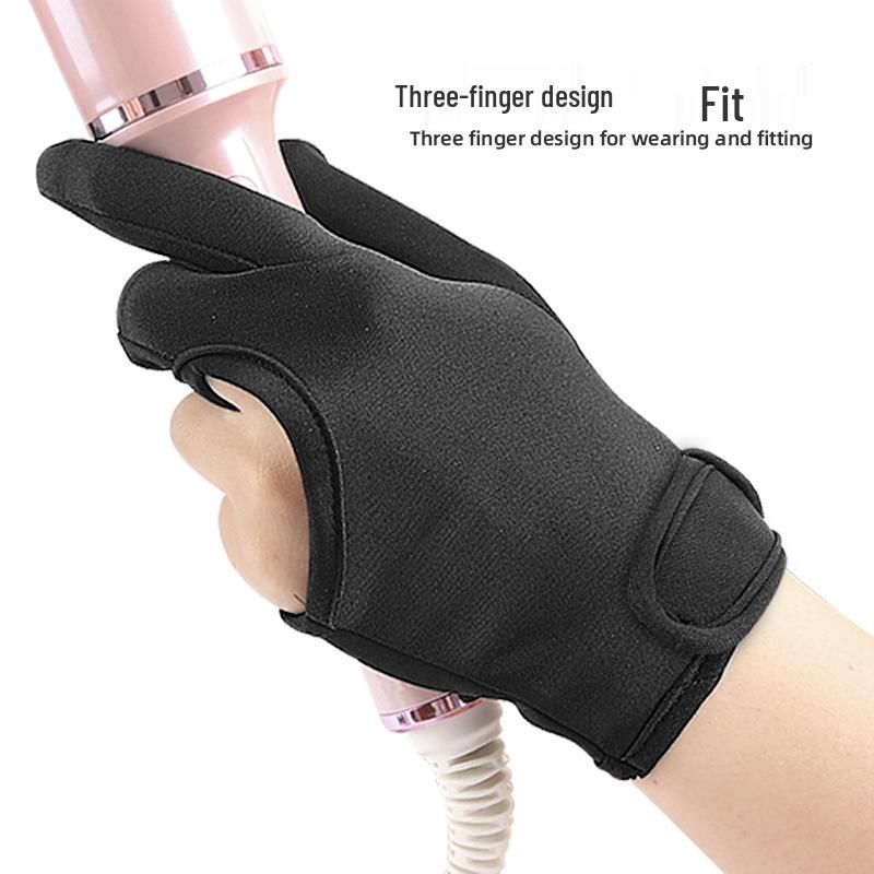 Heat-Resistant Three-Finger Hairdressing Gloves for Curling & Straightening