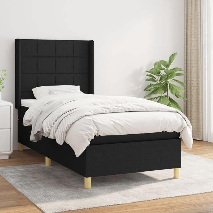 Maison Exclusive - Sommier à lattes de lit et matelas Noir 80x200 cm Tissu