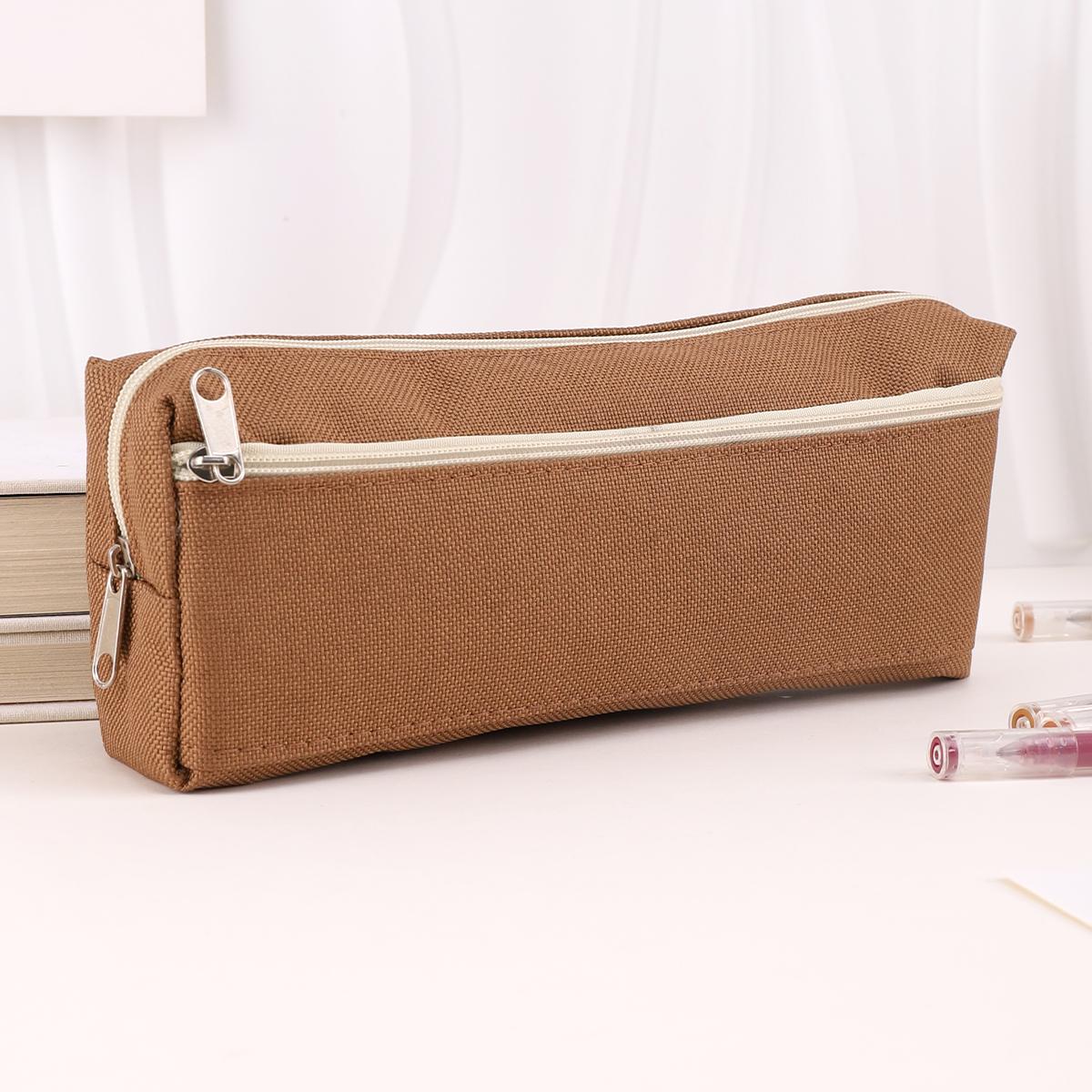 

Polyester pencil case Double zipper design pencilcase estuche Large capacity storage stationery Back-to-school gift pencil case коричневый