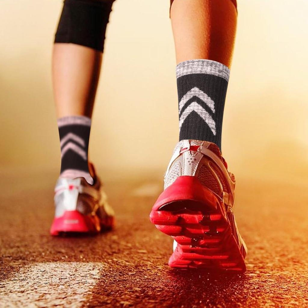 Sports Thick Socks for Trekking and Mountain Sweat Odor Set of 5 Pairs [YUEDGE] Women's Climbing, Walking, Cotton, Breathable, Absorbent, Resistant,