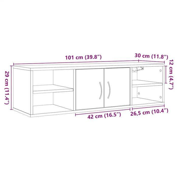 VidaXL Armoire murale vieux bois 102x30x29 cm bois d'ingénierie, armoire, armoire d'affichage, armoire de rangement avec 856488