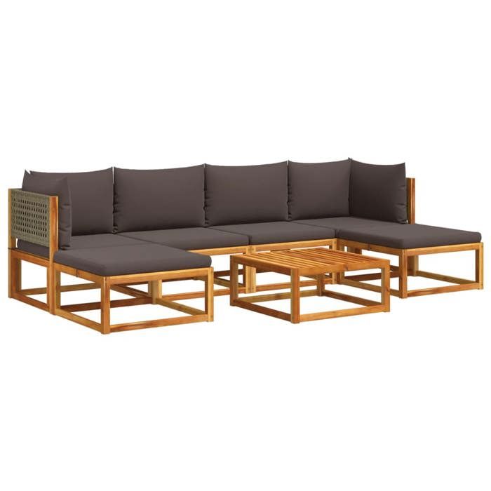VidaXL Ensemble de canapés de jardin 7 pièces avec coussins en bois d'acacia et rotin 3278908