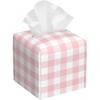 Pink and White Checkerboard Tissue Box Cover,Colorful Buffalo Check Plaid Waterproof Leather Square Tissue Box Cover Case Facial Paper Organizer