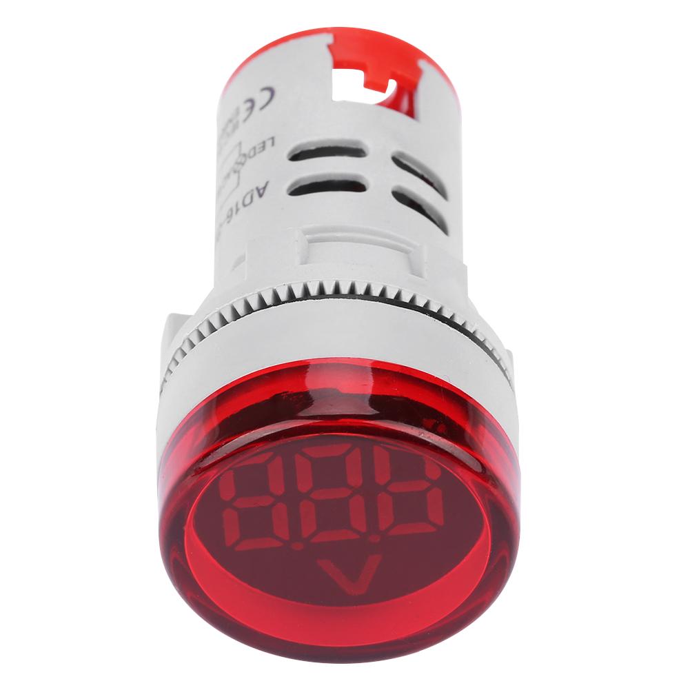 Round LED Signal Light Lamp AC Digital Display Voltmeter Indicator (red)