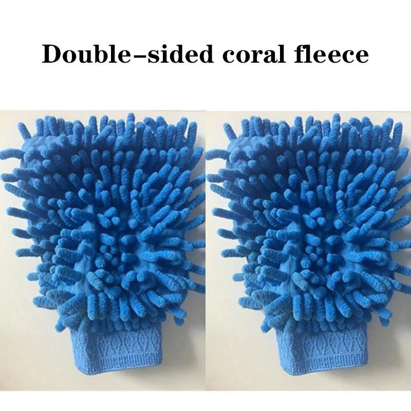 1PC Double-sided Microfiber Washable Car Washing Gloves Car Care Cleaning Gloves Cleaning Cloth Towel Mitt Car Accessories