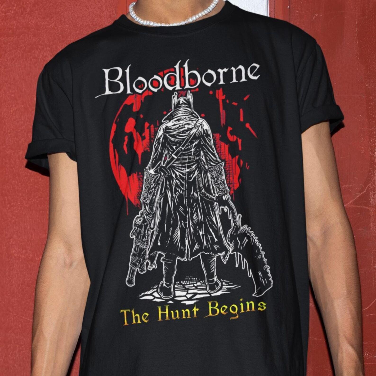 Unisex Bloodborne The Hunt Begins Shirt - Video Game T-shirt,Soulsborne Merch,Bloodborne Gifts L
