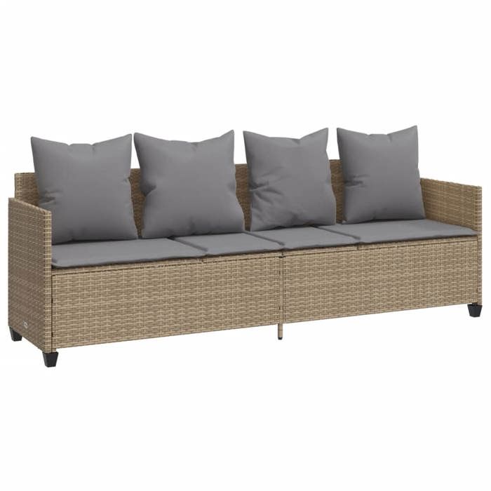 VidaXL Garden Furniture Set with Cushions 5 Pcs Beige Wicker, Outdoor Sofa Set, Garden Lounge Set, Set 3261548
