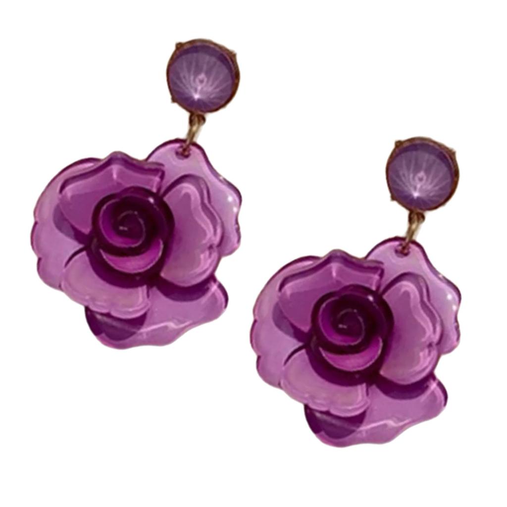 Elegant Rose Flower Dangle Earrings Alluring Flower Drop Earrings Jewelry Attractive Dangle Ear Studs for Daily Wear