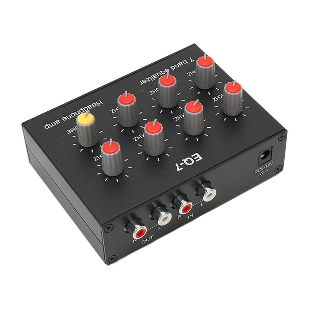 7 Band Sound Equalizer RCA Output Input 3.5mm Interface Dual Channel Digital Equalizer for Cars 100‑240V EU Plug