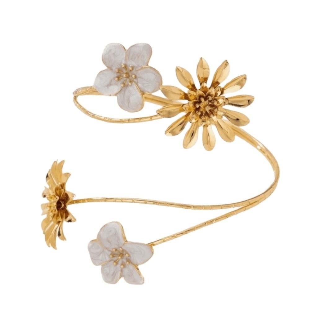Zink Zinklegierung Chrysantheme Armreif Offener Armreif Verstellbares Aprikosenblüten Armband Hand Schmuck
