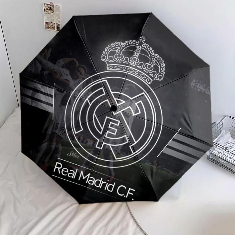 Real Madrid CF  pattern, automatic folding umbrella, portable and foldable design, 8 ribs, a Christmas or birthday gift.