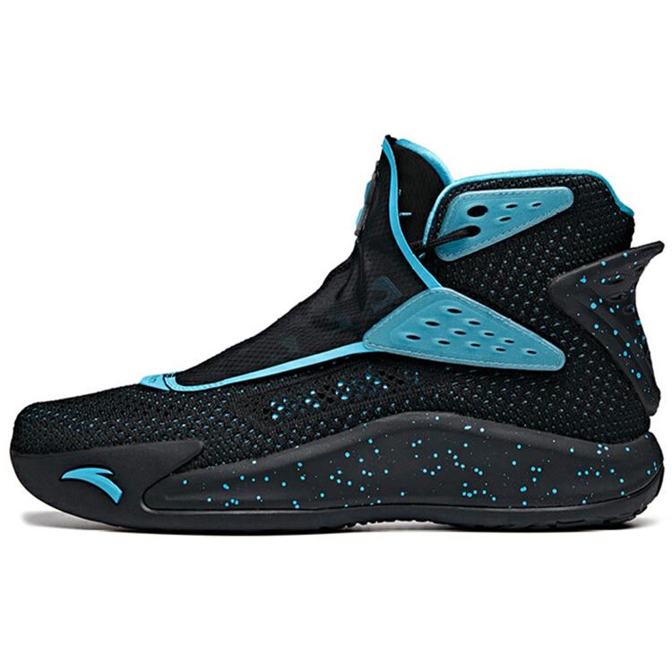 Anta KT5 Cushioning Slip Resistant Abrasion Resistant High top Basketball Shoes Men's Black Blue 112021101-2
