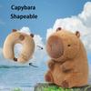 Nackenkissen Flugzeug 2 in 1 Capybara Plüsch Schlafkissen U-Form Nackenstütze Reisekissen für Erwachsene Kinder Flugzeug Auto