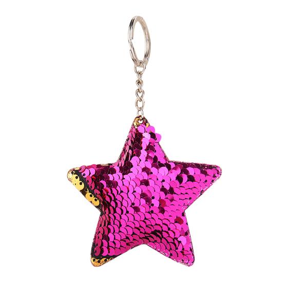 Women Glitter Sequins Star Car Keychain Key Ring Bag Hanging Ornament Pendant