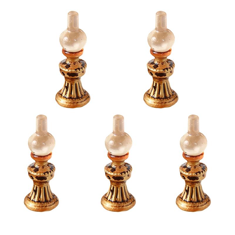 5Pcs Dollhouse Simulation Retro Wall Lamp Oil Lamp Model Dollhouse Furniture Decoration Kid Pretend Play Toys