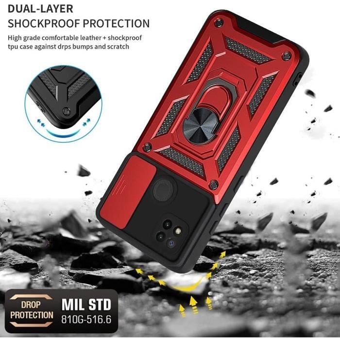 Coque - Xiaomi - Redmi 10A - Rouge - Antichoc - Rigide - Protection Caméra