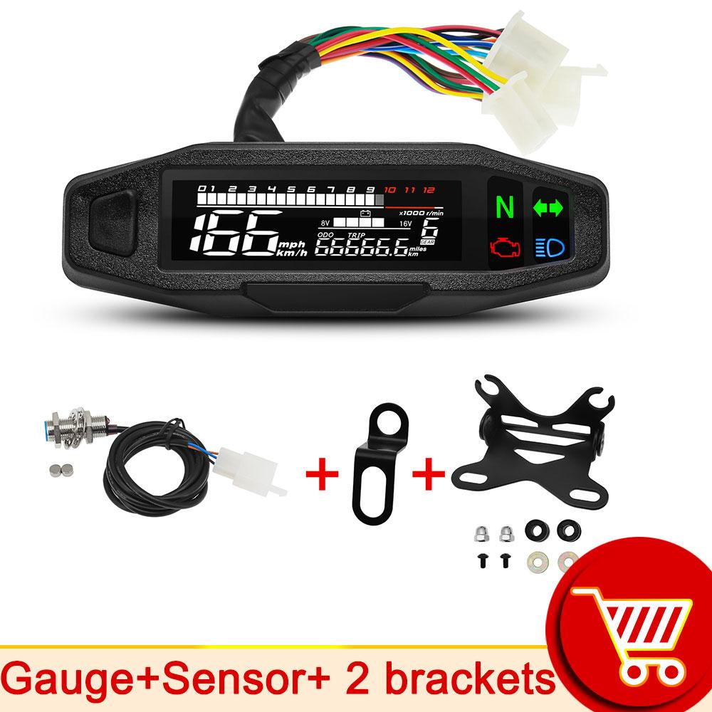 AD With Turn Signal Light Indicator Motorcycle Speedometer Oil Gauge Tachometer Universal Digital Odometer Meter Instrument