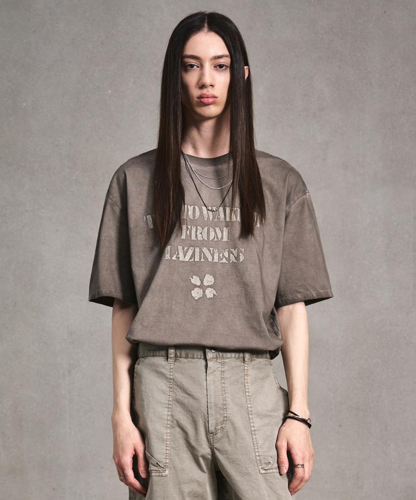 LMOOD Luna Garment Dyed Half T-Shirt Beige