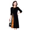 Mother's Wear: New Spring & Autumn 2026 Chinese Style Gold Silk Velvet Qipao Dress for Middle-Aged & Elderly Women
