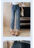 Women's High Waist Embroidered Retro Pipe Jeans - Spring/Autumn 2025 Slim Cropped Straight Leg Pants