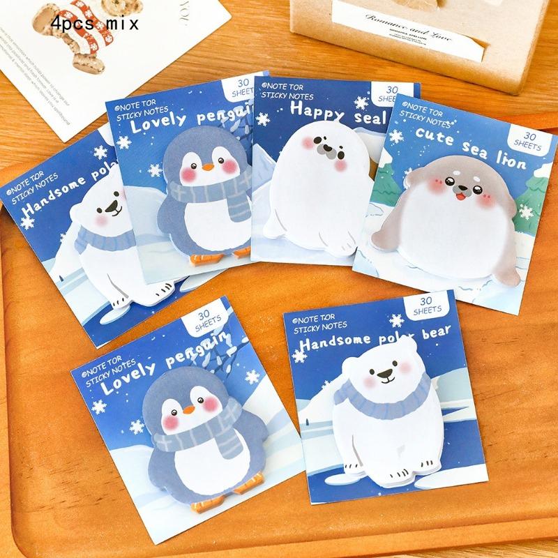 Office School Supplies Cartoon Polar Bear Sticky Note Cute Polar Penguin Paper N Times Sticker Student Kawai Stationery Gift