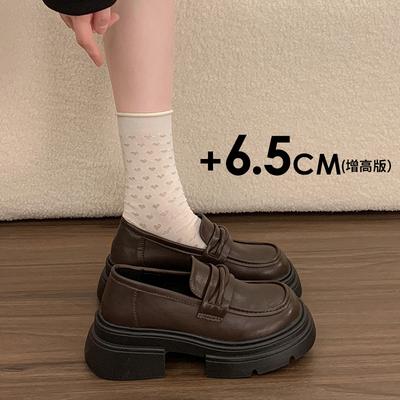 Sapatos Loafers Chunky Femininos Estilo College Primavera Designer Moda Sapatos Rasos Slip On Sapatos Elegantes de Couro com Salto Grosso