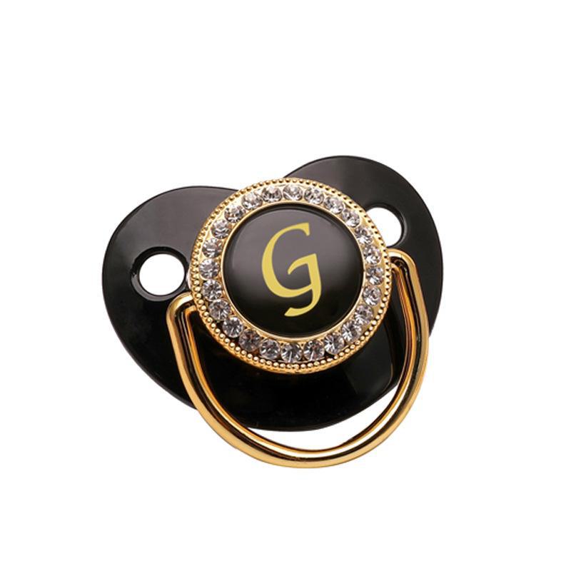 Cross-Border Baby Pacifier with 26 Black Diamond Letters
