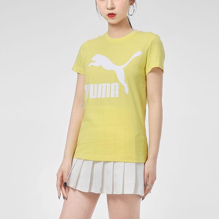 PUMA T Shirts Women's Yellow Crew Neck Moderate Other 532282-38