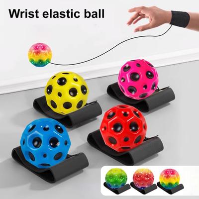 Hochelastischer Rebound Handgelenkball mit polygonalem Griff und Mondbeulen für Kinder und Senioren, Stressabbau, Fitnessspielzeug, verstellbare Kordel, Handgelenkübungsball