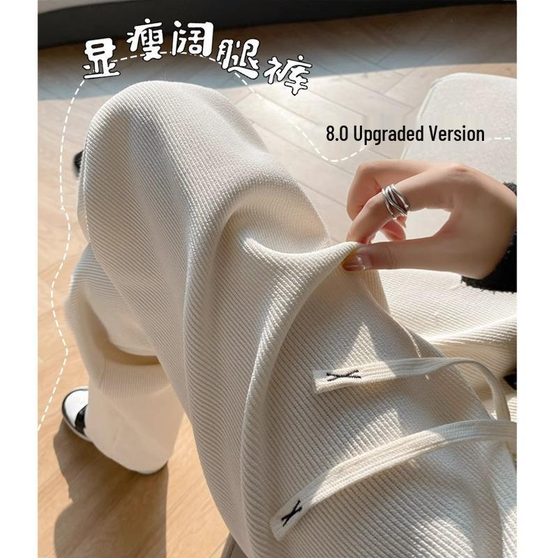 Women's High-Waisted Black Fleece-Lined Floor-Length Pants - 145cm, Straight-Leg/Narrow/Wide-Leg, Autumn/Winter, Petite 150