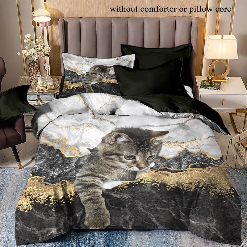 3D Digitaldruck Polyester Bettbezug Serie Tier Katze Tk Zwei- oder Dreiteiliges Set Kann Sein