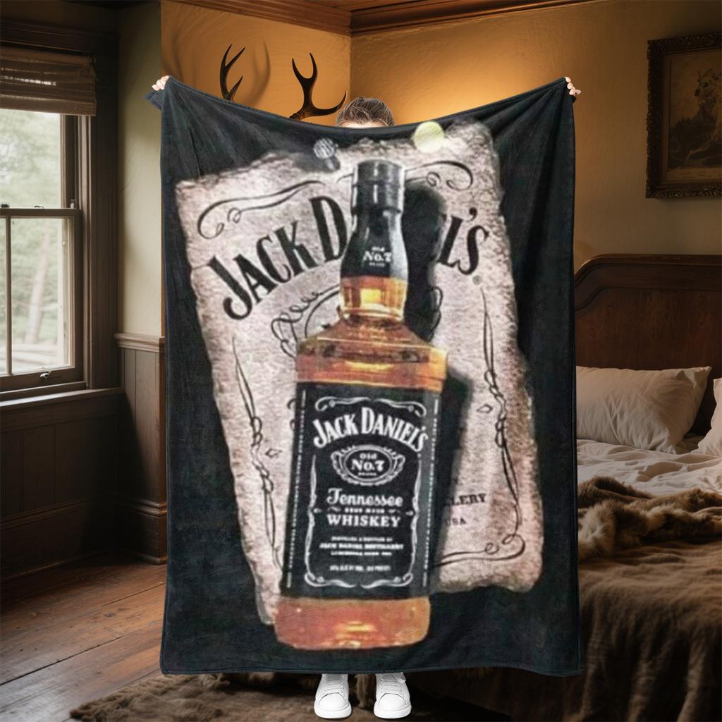 Jack Daniel's Sparkle Pluszowy Koc Miękki Wygodny Koc na Wszystkie Pory Roku Koc na Sofę Biuro Drzemki Koc Podróżny Zewnętrzny Idealny Prezent
