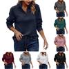 Women's Casual Ribbed Knit Top Half Zip Collar Long Sleeve Blouse Loose Fit Pullover For Daily Wear