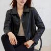 Women Autumn Winter Casual Short PU Leather Jackets Black Square Collar Leather Jacke Temperament Biker Top